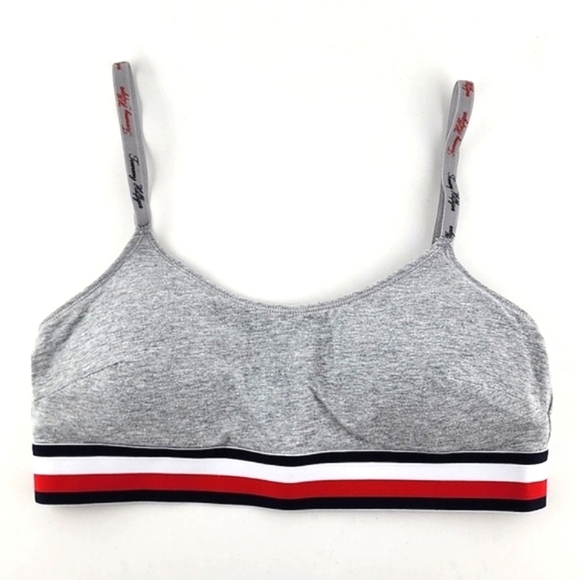 ⭐️2/ $30⭐️ Tommy Hilfiger Women's Bralette Wireless Heathered Grey Stripes Sz M - Picture 1 of 11